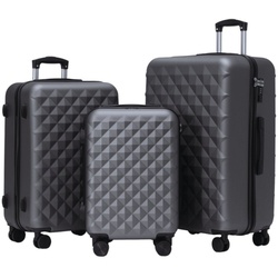 Rowex Kofferset Kofferset (3-teilig) mit TSA-Zahlenschloss, Hartschale & 4 Rollen grau|schwarz