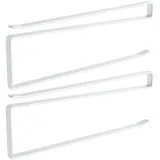 Intirilife 2x Papierrollenhalterung in Weiß - Z-Form - 26 x 1.1 x 10 cm - Platzsparende moderne Steckalterung für Papierrollen und weitere Gegenstände