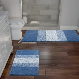 enyhom Mikrofaser Badteppich Set Blau rutschfeste Saugfähig