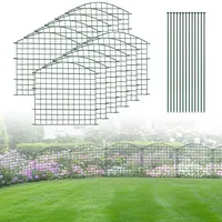 SERdeerC Teichzaun: 12 Zaunelemente + 13 Stangen,71 * 78cm,Metall Drahtzaun mit grüner Oberflächenbeschichtung, stabil, schnelle Installation, robust und sicher, für den Garten,Haustiere halten​