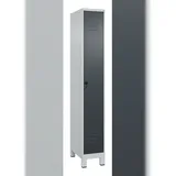 C+P Spind Classic PLUS, Füßen, 1 Abteil, HxBxT 195x30x50cm, Sicherheitsdrehriegel, Hellgrau/Anthrazit von PROREGAL