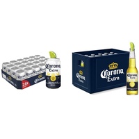 Corona Extra Premium Lager Dosenbier, EINWEG, Internationales Lager Bier (24 X 0.33 l) & Extra Premium Lager Flaschenbier, MEHRWEG im Kasten, Internationales Lager Bier, (24 x 0.355 l)