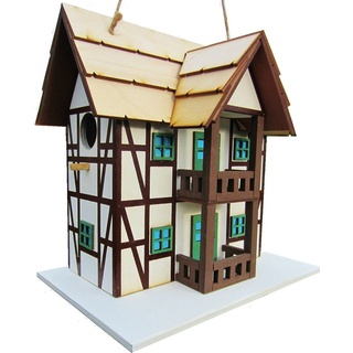 Hüwüknü, Vogelhaus, Nistkasten, Fachwerkhaus, Vogelhaus zum Aufhängen, für Singvögel wie Spatzen, Meisen, Handarbeit aus Holz, bunt, Vogelvilla für den Garten