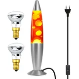 CELLUSTOP Lampe Magma Rakete – Lavalampe – Dekorative Lampe zum Aufstellen – Lieferung mit 2 Leuchtmittel R39 im Lieferumfang enthalten – Glas und Aluminium – Schalter – 20 W – 34 cm – Rot