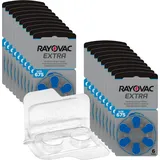 30x Rayovac Extra Advanced 675 Hörgerätebatterien 5x6er Blister PR44 Blau 24600 + Aufbewahrungsbox für 2 Hörgerätebatterien (10, 13, 312, 675), Batteriebox für 2 Knopfzellen bis 12 mm x 6 mm (Ø x H)