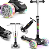 Kidiz KIDIZ® Roller Kinder Scooter X-Pro2 Dreiradscooter mit PU LED Leuchtenden Räder Kinderroller faltbar Tret-Roller höhenverstellbarer Cityroller Kinderscooter für Jungen Mädchen 3-12 Jahre