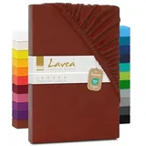 Lavea® Spannbettlaken 120x200cm - aus atmungsaktiver Baumwolle - Passgenau für Standardmatratzen bis 20cm - Kastanie Bettlaken mit Gummizug - Jersey Spannbetttuch 120x200cm