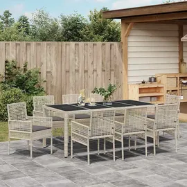 vidaXL Garten Essgruppe 9 pcs Hellgrau Poly Rattan