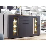 Stella Trading Highboard Loft Two Eiche Artisan Nachbildung graphit Lacklaminat supermatt (B/H/T)