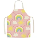 FOMAISELF Leinen Kind Kochschürze-Niedliche Regenbogenmuster Kinderschürze, Sohn-Tochter-Schürzen zum Kochen Backen Malerei Party - Kid