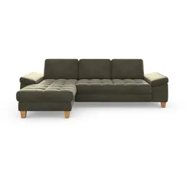 sit&more Ecksofa SIT & MORE "Westham L-Form", grün (lindgrün), B:275cm H:88cm T:172cm, 100% Polyester, Sofas, Ecksofa, mit Recamiere, mit oder ohne Bettfunktion, Bettkasten, Füße Eiche
