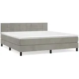 vidaXL Boxspringbett mit Matratze Hellgrau 180x200 cm Samt1377844