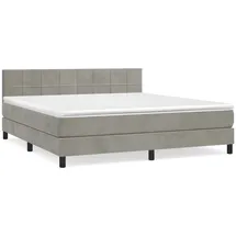 vidaXL Boxspringbett mit Matratze Hellgrau 180x200 cm Samt1377844