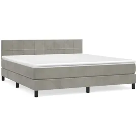 vidaXL Boxspringbett mit Matratze Hellgrau 180x200 cm Samt1377844