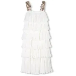 Billieblush für Mädchen. U20983 Zeremonie Kleid weiß (4años= 102cm), Lässig, Viskose, Ärmellos / Hosenträger, Kinderbekleidung