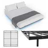 Juskys Metallbett Palamos 180x200 cm mit Lattenrost & LED Beleuchtung - Schwebebett Bett - Schwarz