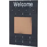 Mendler Wandgarderobe HWC-C89 mit Pinnwand, Garderobenpaneel, Shabby-Look Vintage, 8 Haken 91x60cm ~ dunkelgrau, shabby