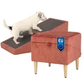 WoofPuff Elite Hunderampe 2in1 | Sitzpouf & klappbare Rampe für Hunde | sicheres Einsteigen auf Sofa | rutschfest | handgefertigt | Premium Samtstoff Torre | Farbe: Torre16