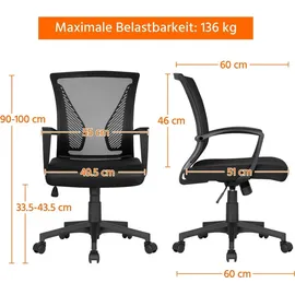 Yaheetech Bürostuhl Schreibtischstuhl ergonomischer Drehstuhl Chefsessel für Büro - Yaheetech