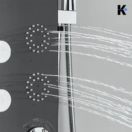 klarwerk BERND | Premium Duschpaneel Regendusche Edelstahl | Schwarz matt Massagedusche Duschsystem | Mischbatterie Duscharmatur Duschsystem