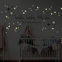 wall-art Wandtattoo »Twinkle little star Leuchtsterne«, (1 St.), selbstklebend, entfernbar, bunt