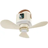 Starnearby Deckenventilator mit Beleuchtung, Deckenventilator Akku, 7200Ah Tragbarer Campingventilator mit Fernbedienung & LED Licht für Camping, Schlafsaal (Grau mit Monitor)