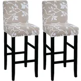 FANSU Barhocker Stuhlhussen mit Rückenlehne, Stretch Stuhlbezug Esszimmerstuhlbezüge Sitzbezug Abnehmbar Waschbar für Küchen Hochstühle Barhocker Höhenverstellbar (Beige Elegant,2er Set)