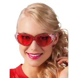 Rote Glitzer Partybrille in Herzform - OS