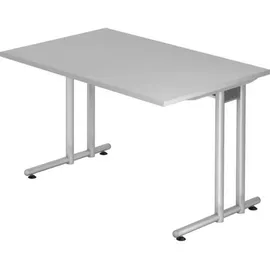 Hammerbacher NS12 Schreibtisch lichtgrau rechteckig, C-Fuß-Gestell silber 120,0 x 80,0 cm