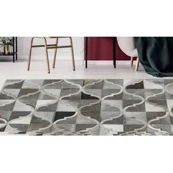 Fellteppich KAYOOM "Lavish 310 Lederteppich" Gr. 3, grau, B:120cm H:8mm L:170cm, Leder, Teppiche, Patchwork-echtes Leder-Fell, Wohnzimmer