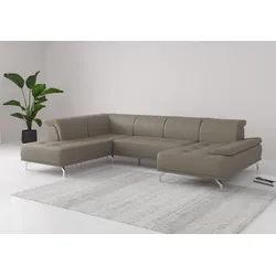 Wohnlandschaft PLACES OF STYLE "Caluna", grau (delphine), B:334cm H:81cm T:235cm, Sofas, Inkl.Sitztiefenverstellung
