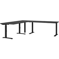 GERMANIA Mailand höhenverstellbarer Schreibtisch grafit L-Form, C-Fuß-Gestell schwarz 240,0 x 220,0 cm