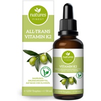Vitamin K2 Tropfen natures FINEST® K2 Vitamin für jeden Tag, Vitamin K2 hochdosiert flüssig pro Tagesdosis, 50 ml (1250 Tropfen), MK-7 Menaquinon (> 99% All-Trans-Form) Made in Germany