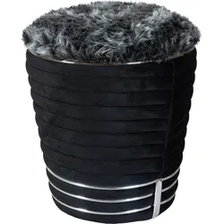 Sitzhocker KAYOOM "Hocker Doric, trendiger Look, ästhetische Farbgebung, schöne Steppung", schwarz (schwarz, graphit), B:42cm H:50cm T:42cm, Bezug: 50% Baumwolle 50% Acryl / Korpus: Pappelholz, Hocker, komfortabel, hochqualitativ, pflegeleicht, hochwertige Materialien