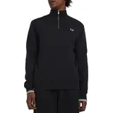 Fred Perry Half Zip SWEATSHIRT in schwarz unifarben, schwarz, NOS