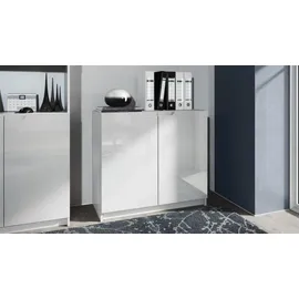 Vladon Logan 82 x 78 x 37 cm Weiß matt/Weiß Hochglanz
