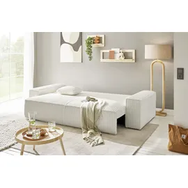 OTTO home 3-Sitzer OTTO HOME "FINNLEY, Schlafsofa 257 cm - OTTO. Verlässliche Qualität.", beige (hellbeige), B:257cm H:85cm T:102cm, Bezugstoff 100% PES ;Gramatur 400g/qm +/- 5%, Sofas, mit Bettkasten, in Bouclé, Struktur fein und Mega Cord