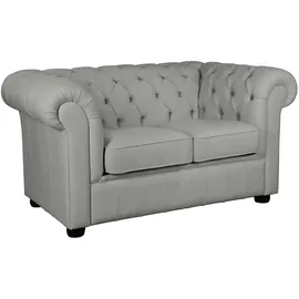 Home Affaire 2-Sitzer HOME AFFAIRE "CHARENTE, Chesterfield-Sofa, Wellenfederung, Maße: B/T/H: 147/89/74 cm", grau (hellgrau), B:147cm H:74cm T:89cm, 100% Polyester, Sofas, mit edler Knopfheftung und typischen Armlehnen