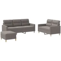 VidaXL 3-tlg. Sofagarnitur mit Kissen Taupe Stoff
