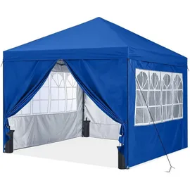 luxuskollektion Faltpavillon 2,5 x 2,5 m inkl. 4 Seitenteile Weiß/Blau