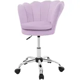 ML-Design Bürostuhl Lila aus Samt, Metallbasis, Polsterstuhl mit Rückenlehne, höhenverstellbar, Drehstuhl 5 Rollen, Gepolsterter Muschel-Sessel für Mädchen,