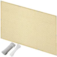 QINLIQIN Balkon Sichtschutz Wetterfest 0.9 x 2.5 m Zaunblende Sichtschutz Blickdichte Windschutz Reißfest mit Ösen, Nylon Kabelbinder Und Kordel für Balkon Geländer, Creme Farben