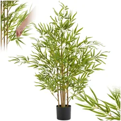 tectake® Künstlicher Bambusbaum, verschiedene Größen, viel Volumen, stabiler Kunststoff-Blumentopf