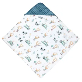 TupTam Baby Winter Einschlagdecke für Babyschale Wattiert Minky Baumwolle Universal, Farbe: Füchse/Flugzeuge/Ballons/Smaragdgrün, Größe: Einheitsgröße