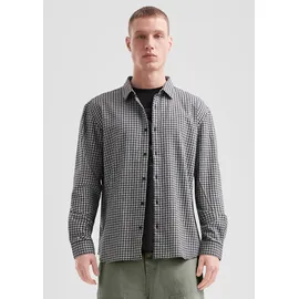 QS Regular Fit: Karohemd aus Baumwollflanell - schwarz|weiß - M
