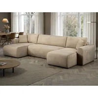 Wohnlandschaft OTTO HOME "JONAA, 311 cm, U-Form, Schlafsofa, Boxspringfederung, Cord u. Struktur", beige, B:311cm H:79cm T:52cm, Sofas, Wohnlandschaft, Schlaffunktion 133/270cm, Bettkasten, Taschen, Unser Tiefpreis