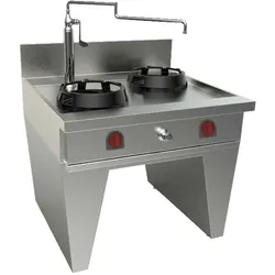 EURAST - Gekühltes wok mit 2 gasbrennern 2 träger, 1 wassersäule - 1000x900x850 mm - 35 Kw - 32109DEM