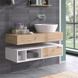 Vicco Waschbeckenunterschrank Henri Weiß Artisan, 100 x 15 cm mit Schublade