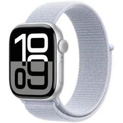 Apple Watch Series 10 Aluminiumgehäuse GPS 42mm Silber (Sport Loop blaue Wolke)