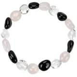 Marco Schreier Armband aus Bergkristall, Rosenquarz, Schörl 09-10mm Nuggets